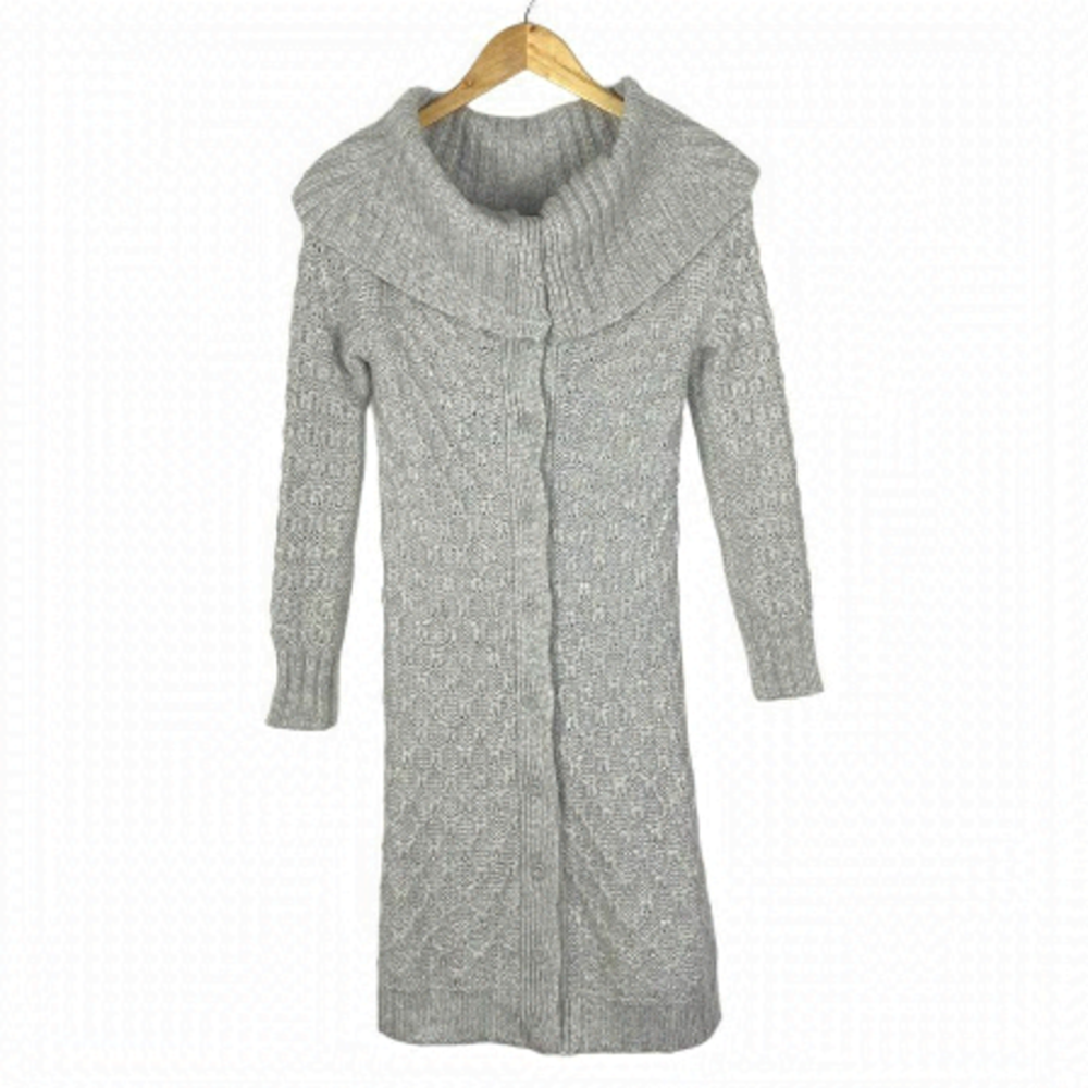 SPARROW BY Anthropologie Grey Button UP Cable Knit Cowl Neck Duster Cardigan XSP